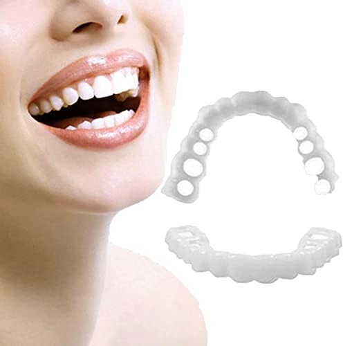 Denturas Otcpp dentes temporários ， dentes falsos, 2 pcs folheados soquetes para mulheres e homens ， natureza e confortável