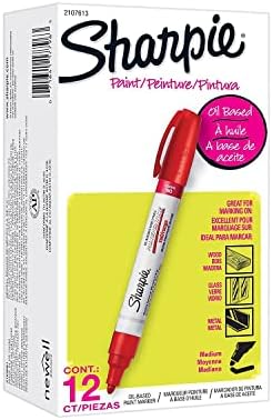 Marcador de tinta à base de óleo Sharpie, ponta média, vermelha, dúzia