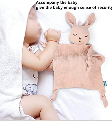 Bolo de coelho, cobertor amoroso para meninos e meninas bebês algodão Muslin Security Security Clanta de segurança, cobertor de animal de pelúcia de pelúcia suave para recém -nascidos para recém -nascido e presente de chuveiro infantil, 2 PCs Conjunto