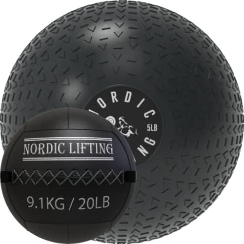 Nordic Lifting Slam Ball 5 lb pacote com bola de parede 20 lb