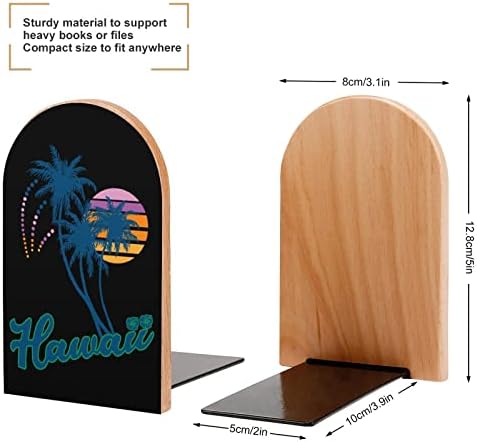 Hawaii Palm Tree Wooden BookEnd for Shelf Heavy Books Stand Book Ends Office Home Library Decoration