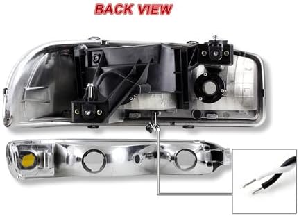 HK5 Crome Housing Lens Clear DRL LED FARECTILHO + Lâmpada de pára -choques 4 peças compatíveis com 1999 - 2006 GMC