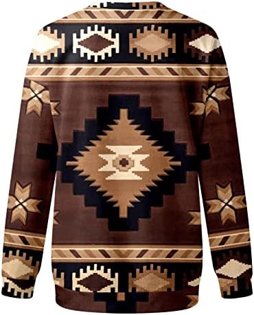 Xiaxogool Western Aztec Shirts de manga longa para mulheres plus size Graphic Tees Sweworkshirtshirts2023 Tops de verão