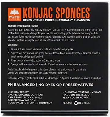Pacific Shaving Company Konjac Sponge - 2pk | Esfoliação natural e compostável, suave e eficaz, ajuda a deixar a