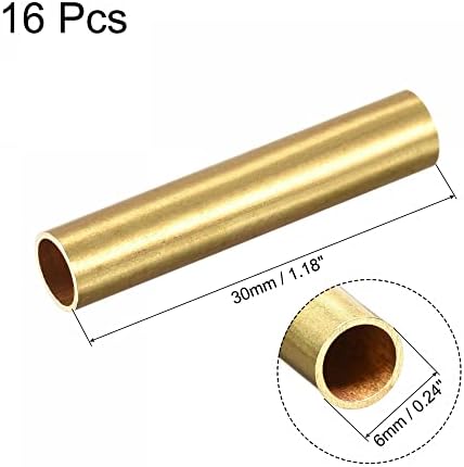 tubo de latão de uxcell 2mm od 0,5 mm espessura de parede de 30 mm de comprimento de tubo para diy 16 pcs