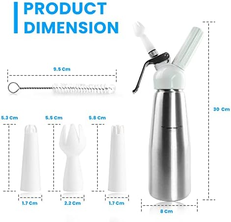 DISPENSÃO DE CRAMPOS DE CHATAMENTOS PROFISSIONAIS DE SWISSTON 500ml - Creme de alumínio altamente durável Whipper, 3 bicos