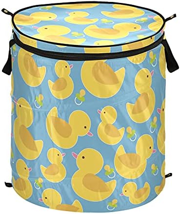 Cesto de lavanderia de pato de pato amarelo com tampa com tampa dobrável cesto de cesta de lavanderia dobrável para camping berçário
