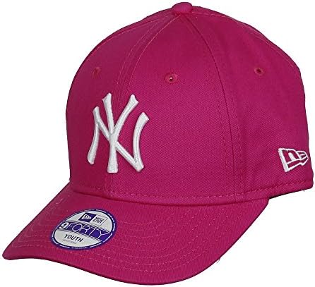 Novo Era Girls 'Kids' MLB Basic NY Yankees 9forty Cap de rosa quente ajustável