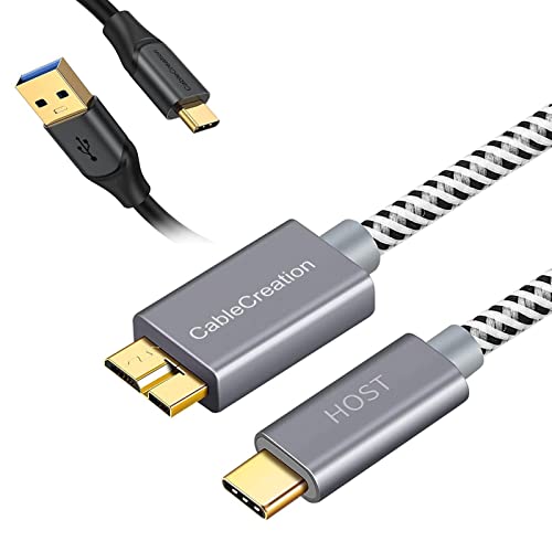 Pacote de cabos - 2 itens USB C para USB Cabo de 3,3 pés, Cabo de disco rígido USB C curto 1ft 1ft