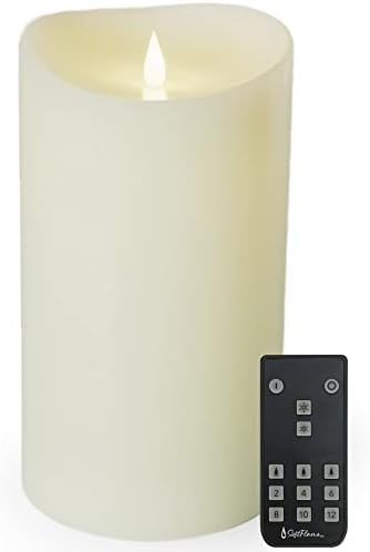 Vela sem chamas de moldura suave - 5 x 9 Ivory - ficking movimentando a vela do pilar de chama, inclui controle remoto