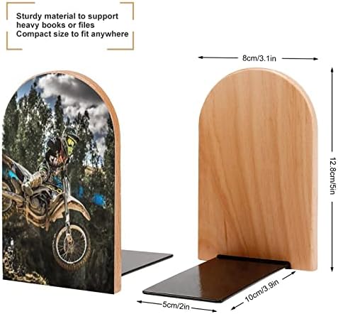 Motocross Motorcycle Veículo Livros de madeira Modern Decorative Booksheld Trendy Design Book Stopper para escritório em casa Conjunto de 2