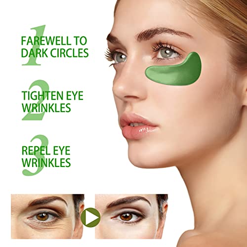 Sob máscaras oculares, máscara de colágeno, manchas de chá verde para olhos inchados 60 PCs, sob remendos oculares para círculos escuros e inchaço, máscara de olho hidratante para a pele, almofadas de gel para os olhos e rugas em tratamento ocular