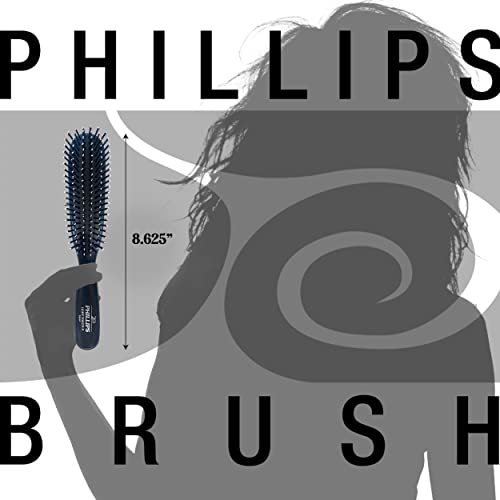 Phillips Brush Co Light Touch 8 Cabelas - Cerdas de nylon com miçangas duplas, escova de cabelo preta para estilo, descaução profissional