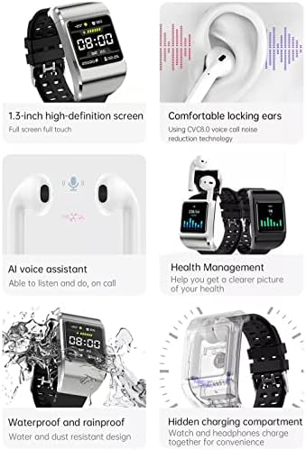 Relógio inteligente com fones de ouvido para mulheres e homens earphone smartwatch rastreador de fitness mp3 assistir fones de ouvido combo