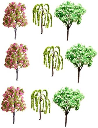 Yardwe 9pcs Greante Decoração Decoração rosa Plantas de aquário de plástico Aquário Árvore de planta verde árvore falsa Decoração