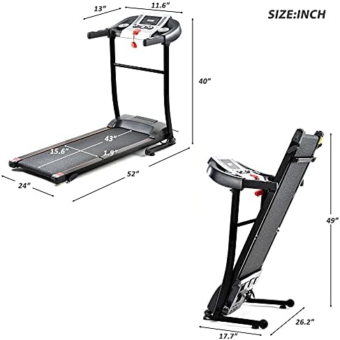 Esteira elétrica com 12 programas automáticos e 3 modos, esteira portátil de dobragem de máquina em execução interna com LCD inclinado e monitor de pulso para executar e andar de exercício de corrida