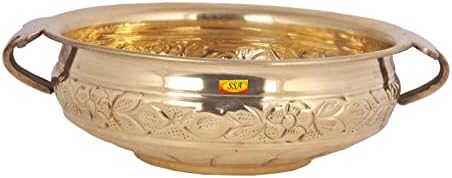 Shiv Shakti Arts® Urli artesanal de bronze Projeto martelado Volume de prato de tigela decorativa- 1500 ml para decoração de casa