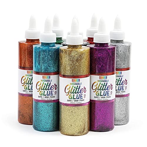 Cola de arte metálica com garrafas de glitter, 8 cores para artesanato
