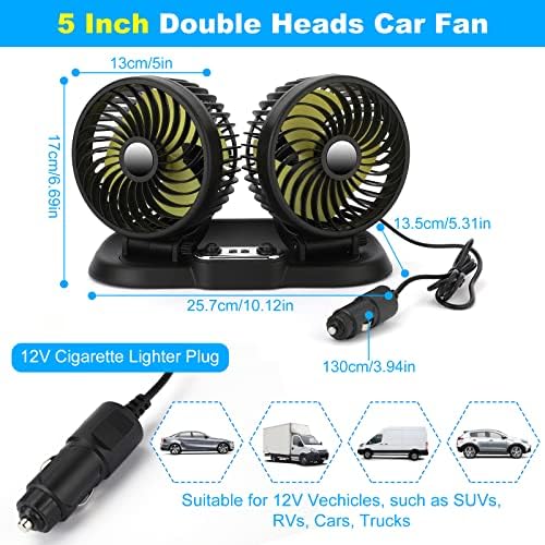 Ventilador de carro Brynnl, ventilador para carro de carro de 12v de carro de 12v para ventilador portátil para plugue