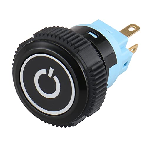 BAOMAIN 19MM PUNTO DE PUNTO DE PODER PULHER OND/OFF trava Angel Eye 110V Blue LED PLÁSTICO SPDT 5 PINS Terminal