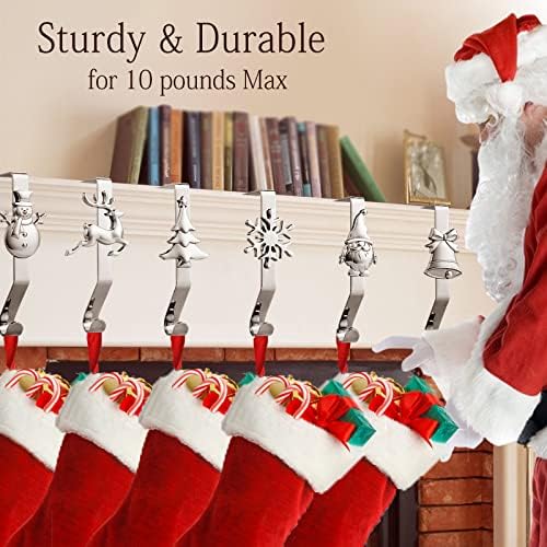 Helajoy Christmas Stocking Titular para Mantle - Gabinetes de estoque de Natal para Mantel Stocker Suport, ganchos de meia para cabides de meia para Mantel Set de 8, ganchos de meia para lareira