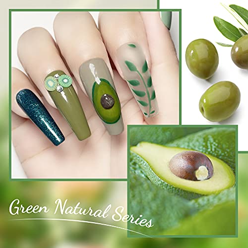 Ytd Likomey Green Unhel Gel Kit, Nature 6 Cores com base e melhor conjunto de presentes de manicure, verde verde verde