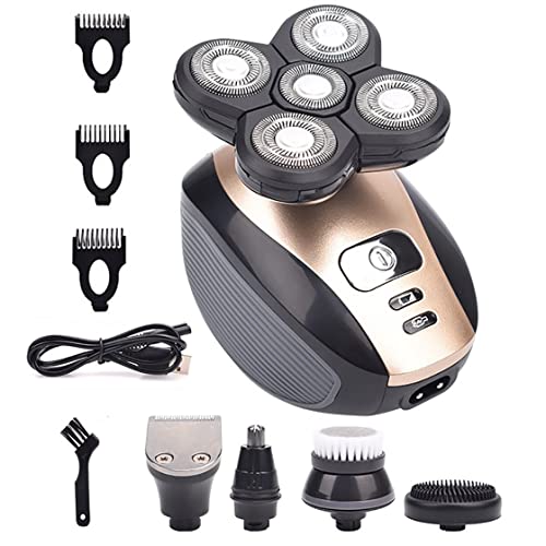 Razor elétrico para masculino, elétrico para homens careca Shaver 5 em 1 kit de barbeador elétrico Kit sem fio Cleppers Nariz Trimmer