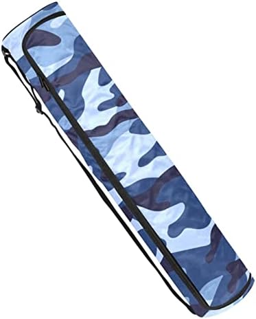 Camuflage Blue Yoga Mat Bacs Full-Zip Yoga Carry Bag for Mulher Men, Exercício de ioga transportadora de tapa com cinta ajustável
