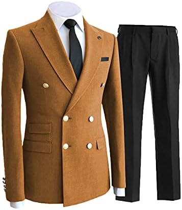 Aesido Men's Suits Fit regular FIT 2 peças Tuxedos de peito duplo Blazer Blazer+Calças no casamento