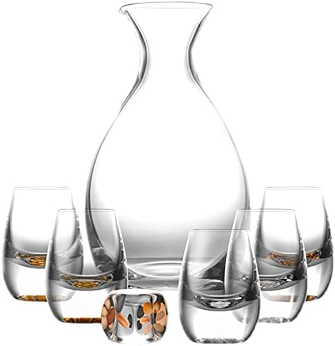 Simplicidade de 350ml de decantador de uísque 6-PC Garrafa de vinho de vidro com 5 xícaras de vodka rum escocês Rum