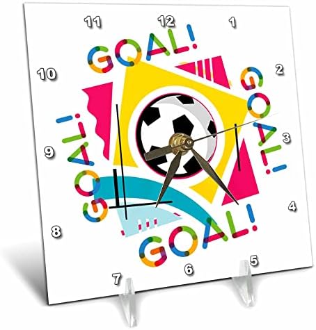 Bola de futebol de futebol de 3drose, meta de texto colorido, meta, gol, gol engraçado ... - relógios de mesa