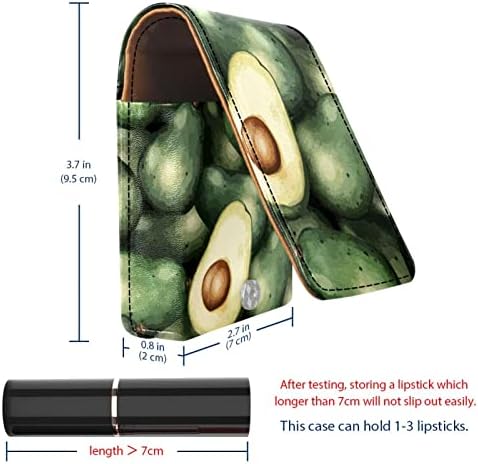Caixa de batom de abacate verde com espelho Lip Gloss Storler portátil Lipstick Storage Box Travel Makeup Bag Mini Leather