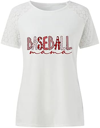 Mulheres tops, tee gráfico de beisebol de beisebol de verão camiseta casual de manga curta de manga curta Tops