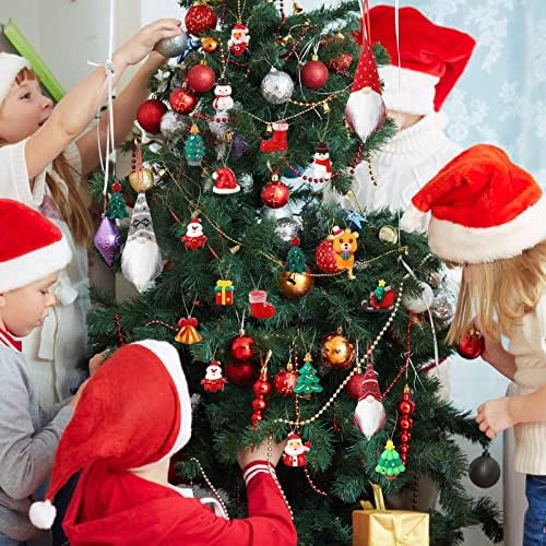 46 PCS Calendário advento 2022 Mini enfeites de árvore de Natal Configurar ornamentos de pelúcia de Natal contagem regressiva para suprimentos artesanais Tiny Papai Noel
