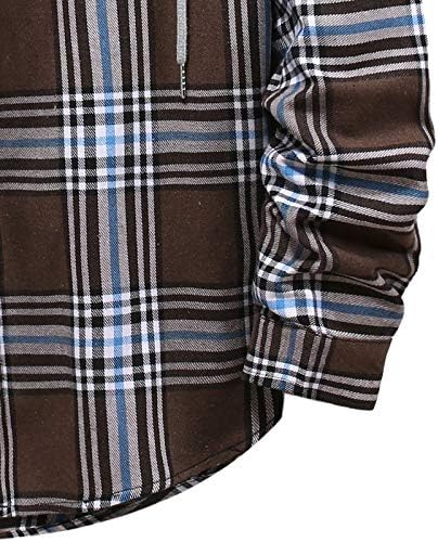 Jaquetas para homens moda com encapuz e xadrez de manga longa camisa casaco de camisa casaco de inverno