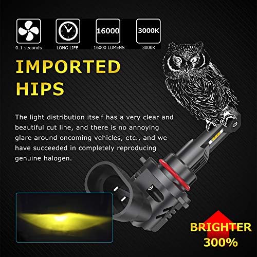 9005/HB3 Bulbos de farol de LED 3000K Super brilhante 16000lm 50W Vato amarelo IP68 LED de neblina Lâmpada All-In-One Kit Braveway