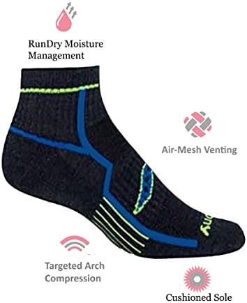 Saucony Men's Multi-Pack Bolt Performance Quarter Socks