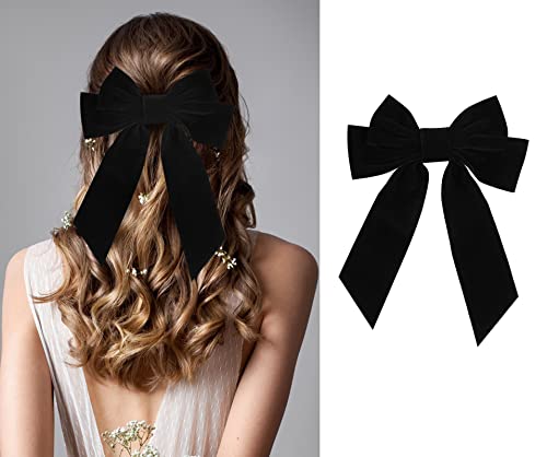 Arcos de cabelo grandes para mulheres meninas, acessórios de clipe de cabelo preto de 7 de veludo, presente para mamãe, decoração de cabelo elegante para namoro de baile de casamento