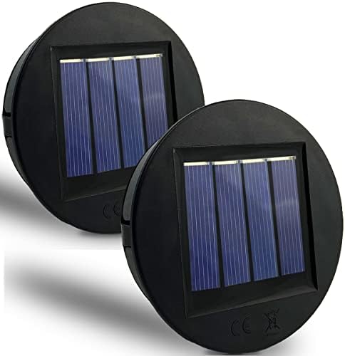 Peças de luz solar de reposição, 2 luzes solares de pacote tampo de reposição, 8 lúmens inserções de luz solar para lanternas, caixa de bateria à prova d'água Top DIY DIY Decoração de jardim ao ar livre, amarelo quente, 3,15 polegadas