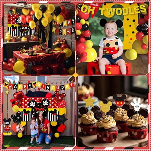 Cartoon Mouse de 2º aniversário Decorações de festas OH TWODLES GIRNA BINDERNY BABELAR BABILHO DOBRE BABE DOCO PACK 118
