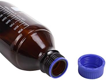 Moonetto 3 pacote de 1000 ml âmbar vidro marrom graduado garrafas de laboratório redondos