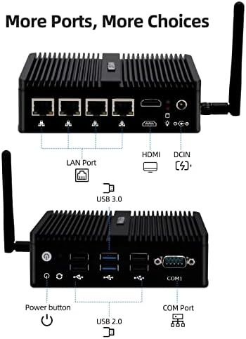 Weidian Firewall PC, portas Ethernet de 4 x 2,5 GBE NIC, Micro Network Firewall Appliance/Gateway Soft Router Celeron