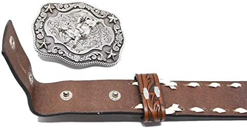 Nocona Boots Boys Brown Belt Ferramed Belt com Buckstitching e Buckle Brown 18