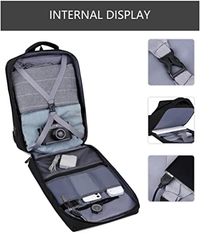 Mochila laptop de viagens de negócios de Plonmzil, com porta de carregamento USB e almofada respirável, para laptop de 15,6 polegadas