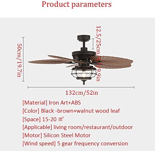 Ventilador de teto de vidro americano cctung com luzes de fazenda da fazenda 52in grande montagem de rubor de baixo perfil de teto