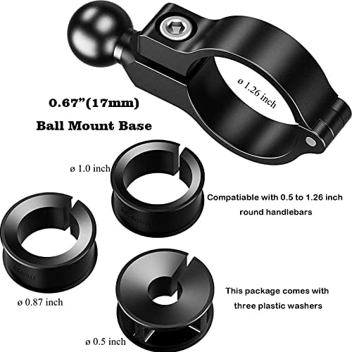 Base de montagem de bola de liga de alumínio de 0,67 polegada compatível com montagens de aríete e sistema de soquete de esferas de 0,67 ''