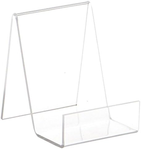 Plymor Clear Acrílico Plato Plano Exibir cavalete com borda de caixa de 1,5 , 4 h x 3 W x 4 D