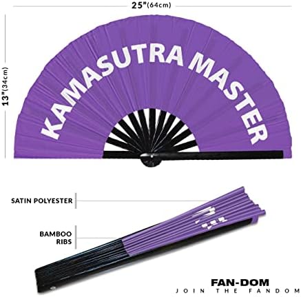 Kamasutra Master Hand Fã do ventilador dobrável Bamboo Circuit Fã da mão Fan engraçado Maldição de maldição Palavras Expressões