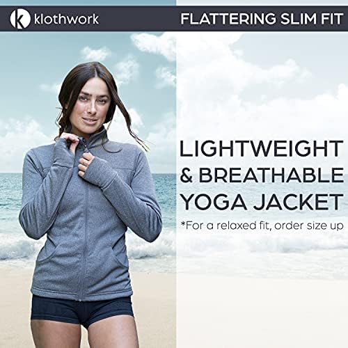 Jaqueta de ioga feminina de Klothwork, leve, ajuste esbelto, jaqueta atlética Full Full Up Workout