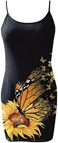 Miashui Vestido de giro curto colete de moda feminina estampada na cintura vestido sem mangas v pescoço mini vestidos